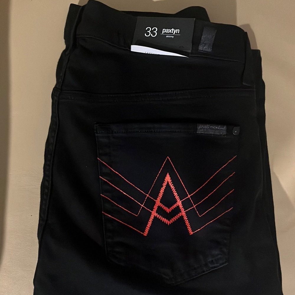 7 For all mankind jeans size 33 NWT All BlackWith  Red A Pocket